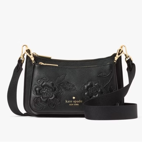 kate spade Handbags - Kate Spade Black Crossbody Bag with Gold Accents